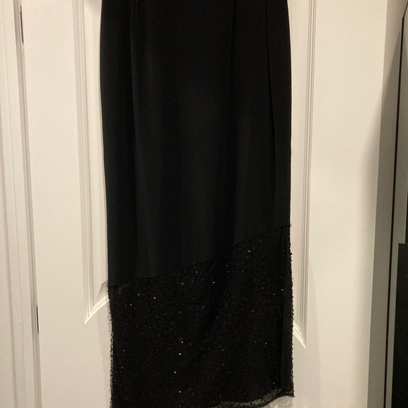 Vintage Bob Mackie Black Long Sequin Skirt size 6 asymmetrical with side slit - Picture 6 of 12